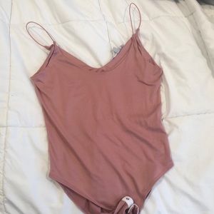 pink spaghetti strap bodysuit
